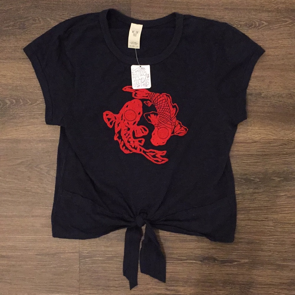 New Free People Tee Navy Blue Small